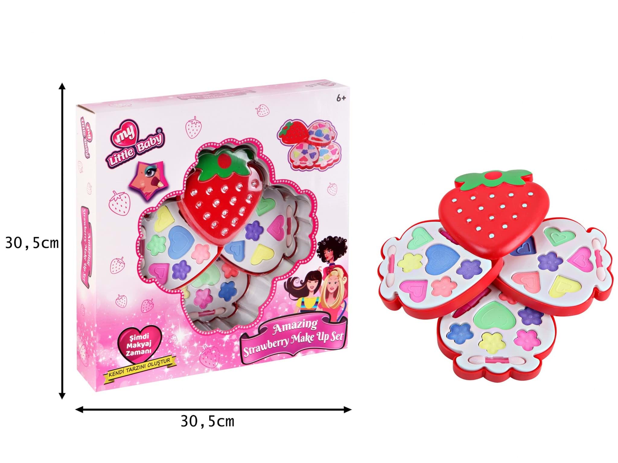 ÇİLEK KUTULU ÜÇLÜ MAKYAJ SETİ resmi